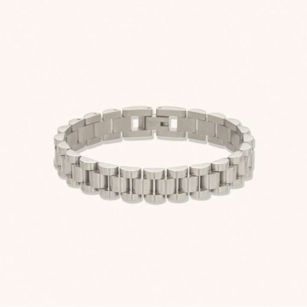 18K Silver Plated 1pc Link Bracelet – 10mm Wide Statement